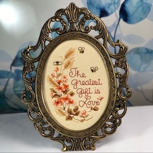 Cross stitch framed artwork -The creative circle